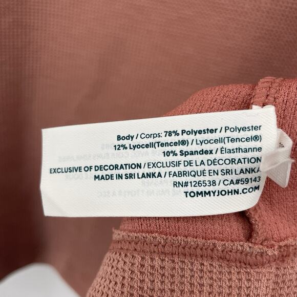 Tommy John Size Large Waffle Knit Sleep Top Short Sleeve Clay Pink Scoop Neck - Picture 5 of 7